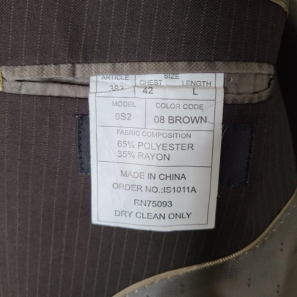 Evan Picone Jacket‎ Mens 42L Brown Striped Blazer Poly Blend 2 Button Suit Coat